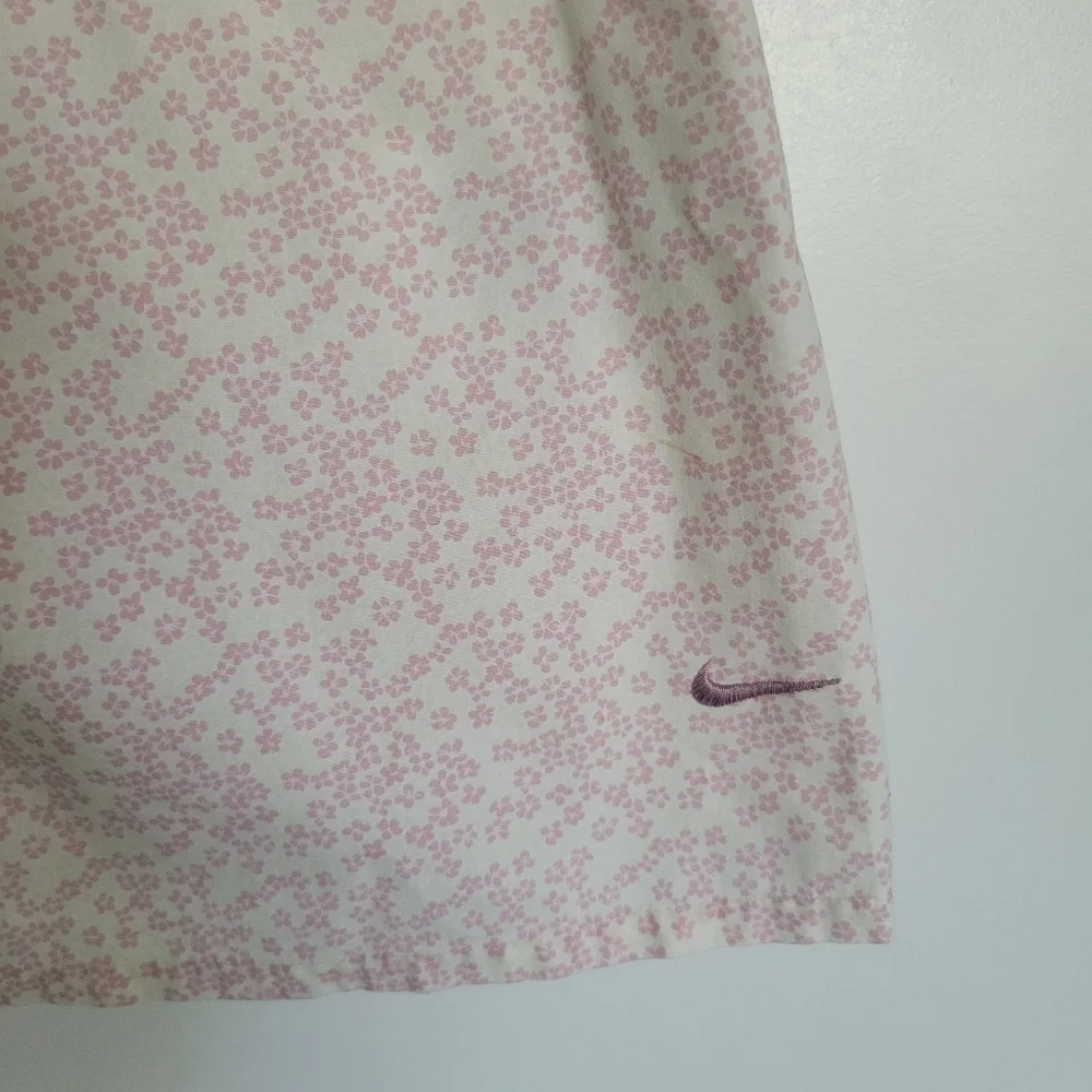 Vintage Womens Nike Golf Tank Top Button Front L Pink Flower Print